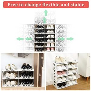 TXALWIQ 6-Tier Shoe Rack,Stackable Shoe Storage Organizer for Bedroom Entryway, Adjustable Shoe Rack,Shoe Slots Organizer Shelf, Easy Clean Shoe Tower Rack,White