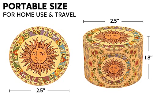 JOYTOP Grinder, 2.5 inch Vintage Boho Sun and Moon Grinder (Yellow)