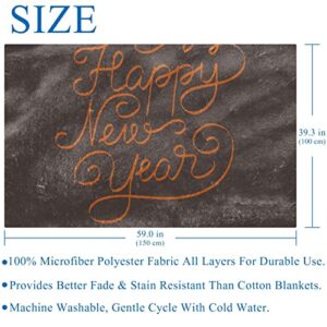 Happy New Year Prints Soft Warm Cozy Blanket Throw for Bed Couch Sofa Picnic Camping Beach, 150×100cm