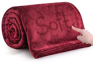moonlight20015 silk touch warm fleece throw blankets - 400 gsm throws for sofa fluffy blanket bed throw for bedroom, couch, travel (burgundy, twin 60" x 80")