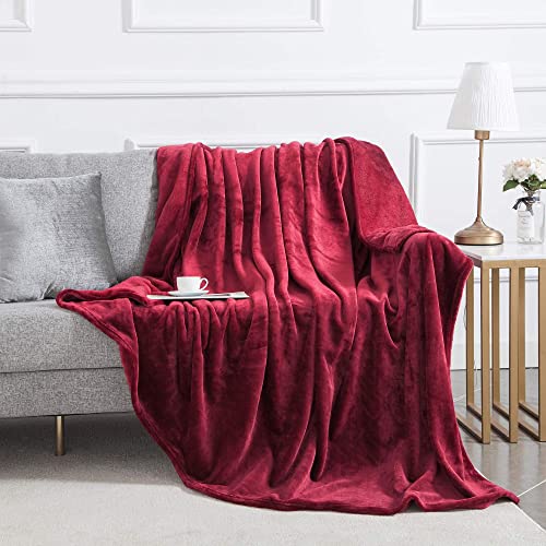 MOONLIGHT20015 Silk Touch Warm Fleece Throw Blankets - 400 GSM Throws for Sofa Fluffy Blanket Bed Throw for Bedroom, Couch, Travel (Burgundy, Twin 60" x 80")