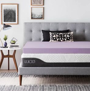 lucid 3 inch lavender infused memory foam mattress topper - ventilated design - full size (3-inch)