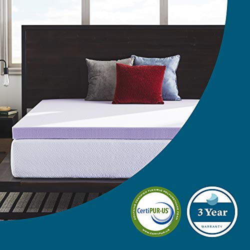 LUCID 3 Inch Lavender Infused Memory Foam Mattress Topper - Ventilated Design - Full Size (3-Inch)