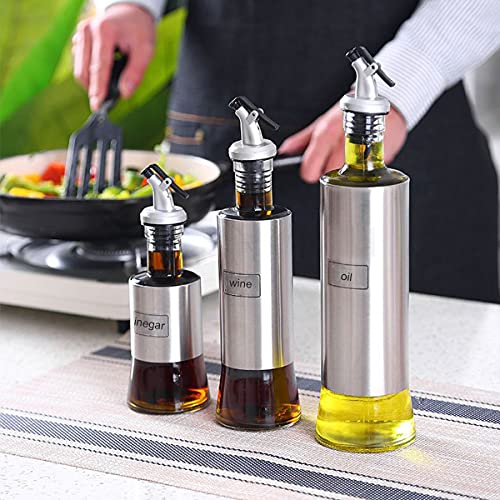 Olive Oil Spouts, Oil Vinegar Bottle Stopper Spout Leakproof Nozzle Dispenser Wine Pourer forOil, Vinegar, Olive Oil, Salad, Wine, Etc (black,Silver)
