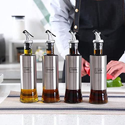 Olive Oil Spouts, Oil Vinegar Bottle Stopper Spout Leakproof Nozzle Dispenser Wine Pourer forOil, Vinegar, Olive Oil, Salad, Wine, Etc (black,Silver)