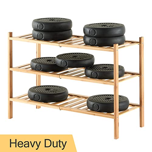 4-Tier Bamboo Shoe Rack for Entryway, Stackable | Heavy Duty | Multi-Function, Free Standing Shoe Racks for Bedroom Hallway Closet