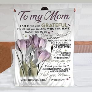 flannel blanket to my mom from daughter son, i love you mom blanket birthday gifts for mom, soft couch bed throw blanket to my mom fleece blanket soft warm bed blanket bed flannel throws 60x50 in