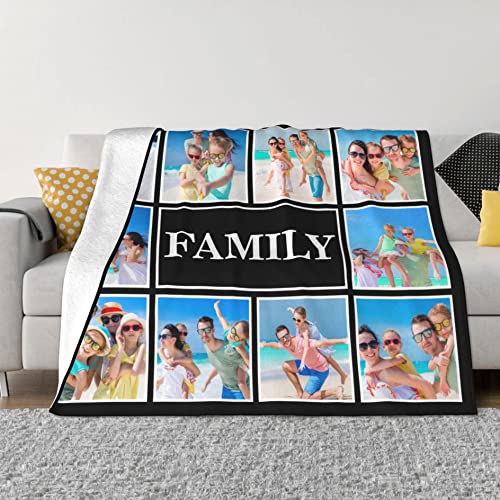 Sycamo Family Custom Blanket with Photo Personalized Picture Blanket Customized Throw Blanket Gifts for Anniversary Wedding Birthday Christmas New Year Gift from Family Member 10 Photo Collage