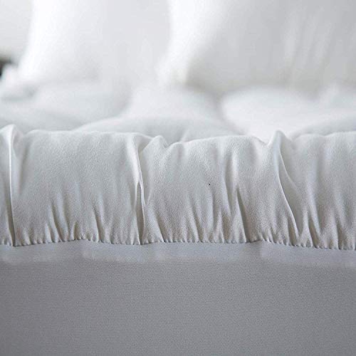 Mattress Topper Twin 39x75 Inches Quilted Plush Down Alternative Pillow Top Fitted Skirt Protector Mattress Pad Reviver Enhancer Deep Pocket Fits 20 Inches Soft White