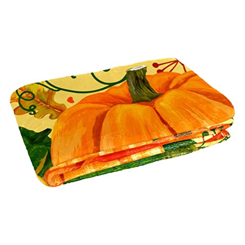 Autumn Pumpkin and Mushroom Prints Soft Warm Cozy Blanket Throw for Bed Couch Sofa Picnic Camping Beach, 150×100cm