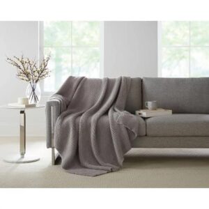 member's mark luxury premier ribbed collection cozy knit throw 60'' 70'' (soft silver, 60'' x 70'')