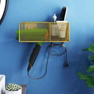 JIAGUTRAD Metal Hair Dryer Wall Mount Holder Wall Mount Stand Wall Organizer Wall Hanger Wall Mounted Toiletry Holder for Dyson Hair Dryer for Most Hair Dryer