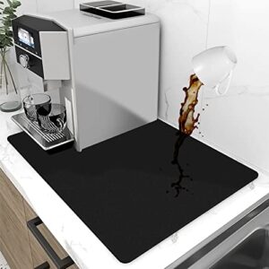 coffee bar mat for spill-proof, 24 x 16 inch hide stain abosrbent mat | non-slip rubber backed coffee bar accessories under the cofee machines (black)