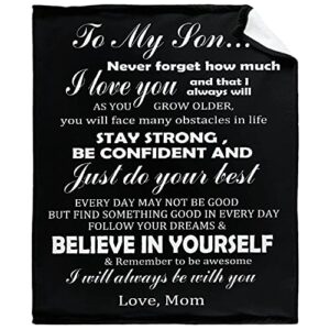 to My Son I Love You Forever from Mom Blanket Cozy Soft Lightweight Flannel Throw Blanket for Bed Sofa Travel All Season 80"x60"