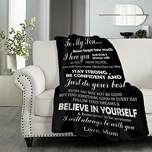 to My Son I Love You Forever from Mom Blanket Cozy Soft Lightweight Flannel Throw Blanket for Bed Sofa Travel All Season 80"x60"