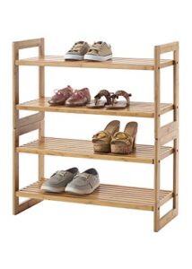 trinity basics ecostorage 2-tier bamboo shoe organizer, shoe rack for closet or entryway stores up to 12 pairs of boots, sneakers, heels, and more, natural finish, 2-pack