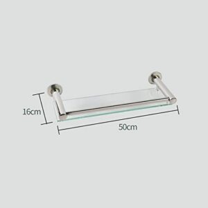 erddcbb Bathroom Shelves Bathroom Shelves Glass Shelf with Polished Chrome Bracket 8MM Thick Tempered Glass Storage Caddy Basket Screw Installation Bathroom Furniture (Size : 50cm)