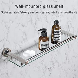 erddcbb Bathroom Shelves Bathroom Shelves Glass Shelf with Polished Chrome Bracket 8MM Thick Tempered Glass Storage Caddy Basket Screw Installation Bathroom Furniture (Size : 50cm)