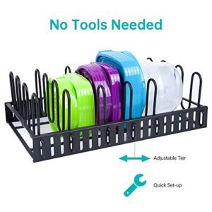 GeekDigg Lid Organizer for Plastic Lids for Cabinet, with 6 Adjustable Dividers & Bathroom Hanging Shower Head Caddy Organizer, Three Tier, Rust Proof Premium Hanger Design With Suction Cups, Hooks