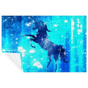 Nebula Galaxy Unicorn Prints Soft Warm Cozy Blanket Throw for Bed Couch Sofa Picnic Camping Beach, 150×100cm