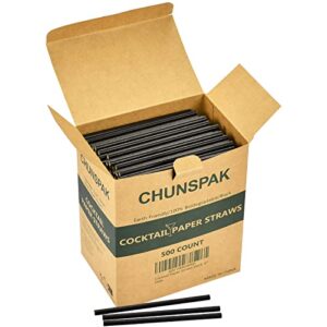 Paper Cocktail Straws 5 inch - 500 ct. Biodegradable Small Black Paper Drinking Straws Bulk for Short Drinks, Restaurant, Bar, Food Services