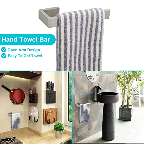 TocTen 24 Inch Bath Towel Rack + 4-Pcs Bathroom Hardware Set Stainless Steel Square Towel Rack Set - Include 16 Inch Towel Bar, Hand Towel Holder, Toilet Paper Holder, Robe Hook(Brushed Nickel)