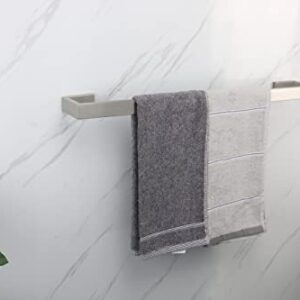 TocTen 24 Inch Bath Towel Rack + 4-Pcs Bathroom Hardware Set Stainless Steel Square Towel Rack Set - Include 16 Inch Towel Bar, Hand Towel Holder, Toilet Paper Holder, Robe Hook(Brushed Nickel)