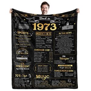 50th Birthday Gifts for Women Men 2023 Happy 50 Year Old Birthday Decorations for Her Him Back in 1973 Blanket to Husband Wife Dad Mom 50th Birthday Gift Ideas Cheers to 50 Years Present Throw 60"x50"