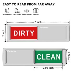 KitchenTour Clean Dirty Magnet for Dishwasher Upgrade Super Strong Magnet - Easy to Read Non-Scratch Magnetic Silver Indicator Sign with Clear, Bold & Colored Text Silver