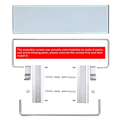 Vdomus Acrylic Bathroom Shelves, Wall Mounted no Drilling Thick Clear Storage & Display shelvings, 2 Pack (Original) and Tempered Glass Bathroom Shelf with Towel bar Wall Mounted Shower Storage