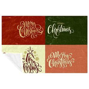 merry christmas prints soft warm cozy blanket throw for bed couch sofa picnic camping beach, 150×100cm