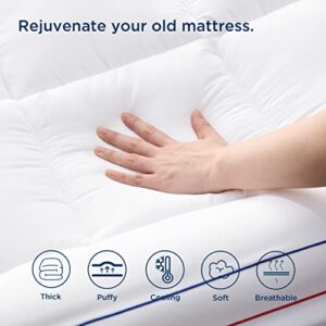 Bedsure Mattress Topper Queen Size - Extra Thick Cooling Mattress Pad Cover with 8-21" Deep Pocket, Plush Soft Pillow Top Bed Topper for Back Pain, Overfilled Down Alternative Filling, White