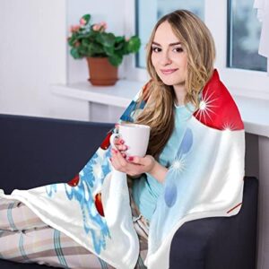 Merry Christmas Prints Soft Warm Cozy Blanket Throw for Bed Couch Sofa Picnic Camping Beach, 150×100cm