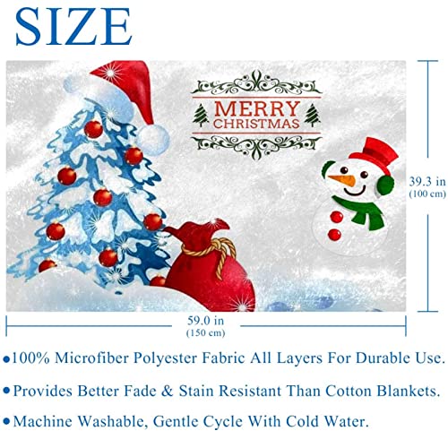 Merry Christmas Prints Soft Warm Cozy Blanket Throw for Bed Couch Sofa Picnic Camping Beach, 150×100cm