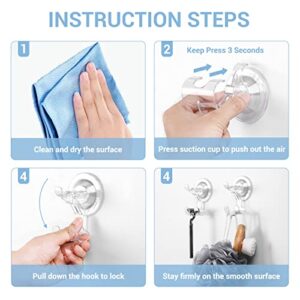 Teletrogy 4 Pack Shower Suction Hooks and 2 Pack Upgraded Heavy Duty Nano Adhesive Shower Razor Holder for Bathroom Kitchen Towel Loofah Bundle