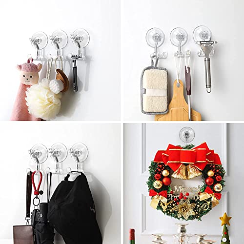 Teletrogy 4 Pack Shower Suction Hooks and 2 Pack Upgraded Heavy Duty Nano Adhesive Shower Razor Holder for Bathroom Kitchen Towel Loofah Bundle