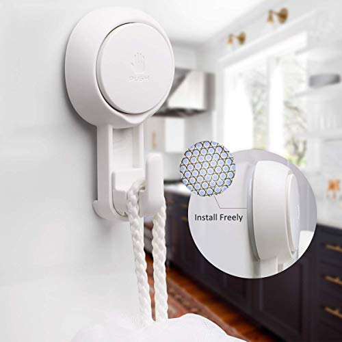 Teletrogy 4 Pack Shower Suction Hooks and 2 Pack Upgraded Heavy Duty Nano Adhesive Shower Razor Holder for Bathroom Kitchen Towel Loofah Bundle