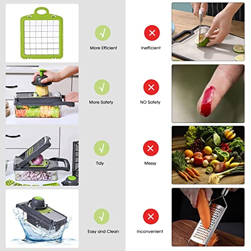 Vegetable Chopper Slicer 16-in-1 with Spice Chopper Set 7 Blades Veggie Dicer Onion Fruit Cutter (gray set)