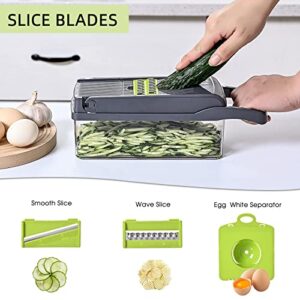 Vegetable Chopper Slicer 16-in-1 with Spice Chopper Set 7 Blades Veggie Dicer Onion Fruit Cutter (gray set)