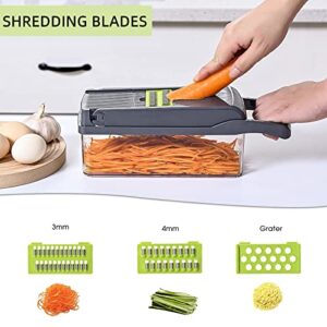 Vegetable Chopper Slicer 16-in-1 with Spice Chopper Set 7 Blades Veggie Dicer Onion Fruit Cutter (gray set)