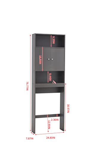 VACCU Household Bathroom Shelf, Toilet, Bathroom SpaceSaver, Bathroom, Tolllet Storage Cabinet, White, MDF Board (Grey)