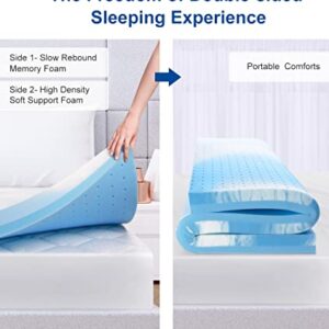 BedStory [Firm But Still Hugs You] 4 Inch Memory Foam Mattress Topper Queen, Gel Swirl Foam Bed Toppers Ventilated Mattress Pad for Pressure Relieving