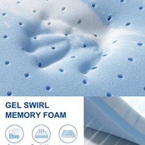 BedStory [Firm But Still Hugs You] 4 Inch Memory Foam Mattress Topper Queen, Gel Swirl Foam Bed Toppers Ventilated Mattress Pad for Pressure Relieving