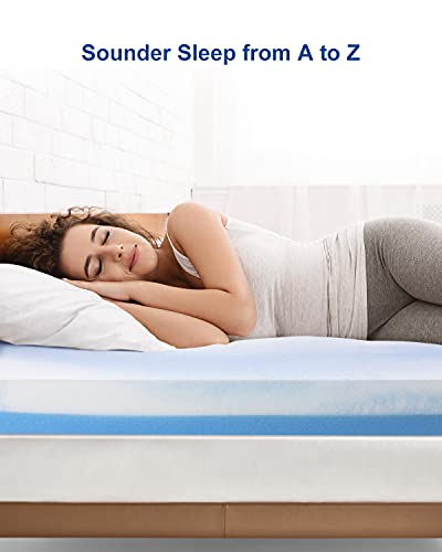 BedStory [Firm But Still Hugs You] 4 Inch Memory Foam Mattress Topper Queen, Gel Swirl Foam Bed Toppers Ventilated Mattress Pad for Pressure Relieving