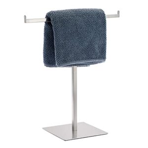 juxyes stainless steel towel rack t-shape hand towel holder stand, height adjustable hand towel holder rack for bathroom vanity countertop, brushed finish