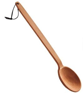 ecosall heavy duty large wooden spoon 18-inch, long handle cooking spoon with a scoop. nonstick big spoon for stirring, mixing cajun crawfish boil, wall décor. super strong sturdy giant hardwood spoon
