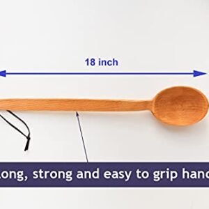 ECOSALL Heavy Duty Large Wooden Spoon 18-inch, Long Handle Cooking Spoon With a Scoop. Nonstick Big Spoon for Stirring, Mixing Cajun Crawfish Boil, Wall Décor. Super Strong Sturdy Giant Hardwood Spoon