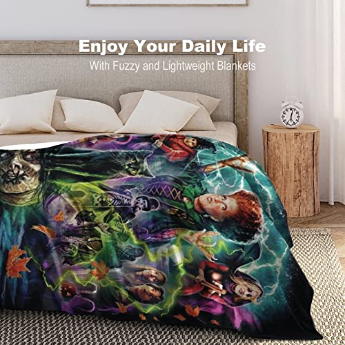 Hocus Pocus Flannel Throw Blanket,Ultra-Soft Blankets,Witch Fleece Blankets Comfortable Warm Suitable for Couch Sofa Bed Home All Seasons Gifts for Women ＆ Men 50x40 inch (Black 1, 50"X40")