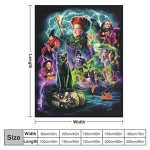 Hocus Pocus Flannel Throw Blanket,Ultra-Soft Blankets,Witch Fleece Blankets Comfortable Warm Suitable for Couch Sofa Bed Home All Seasons Gifts for Women ＆ Men 50x40 inch (Black 1, 50"X40")