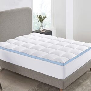 Luxury Mattress Topper Queen Size, Soft Fluffy Cooling Pillow Top Queen Mattress Topper for Bed